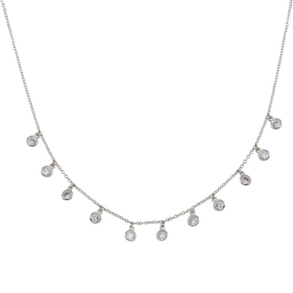 Sterling Silver 925 Dangling CZ Pendant necklace